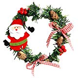 TOOGOO(R) 2Pcs Guirnalda de plastico de Navidad Guirnalda de decoraciones de Navidad para el hogar de pino Muneca de Nieve Papa Noel Decoracion de la puerta adornos