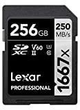 Lexar Professional 1667x Tarjeta de memoria SD 256GB, SDXC UHS-II, Hasta 250 MB/s de Lectura, Clase 10, U3, V60, SD para fotógrafo profesional, camarógrafo, entusiasta (LSD256CB1667)